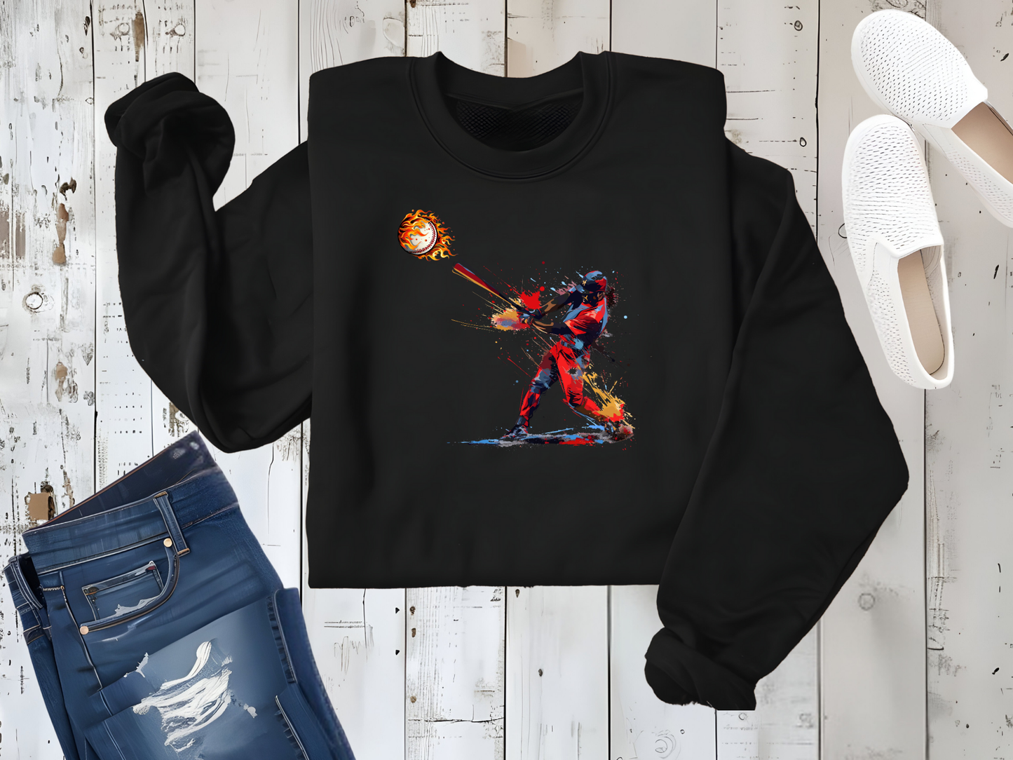 Baseball On Fire Crewneck