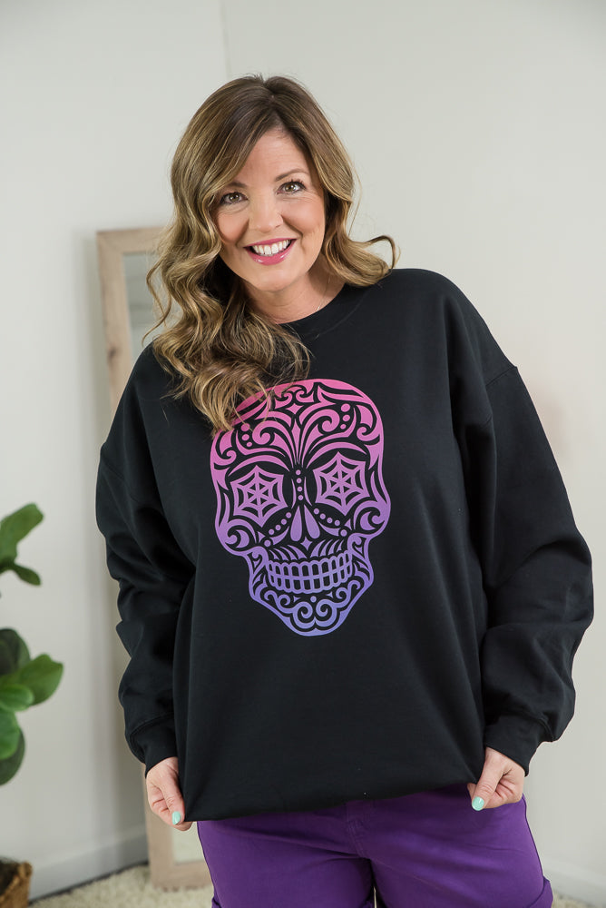 Magenta Sugar Skull Crewneck