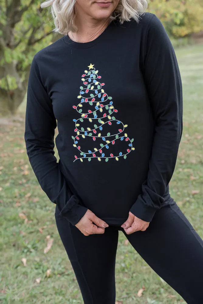 Bright Christmas Tree Long Sleeved Graphic Tee