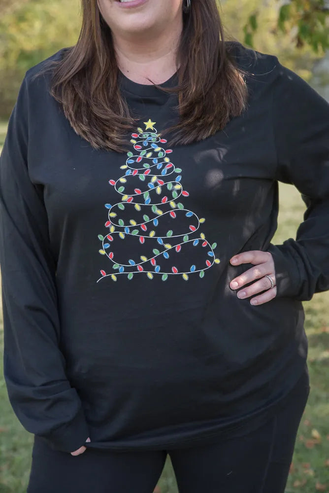 Bright Christmas Tree Long Sleeved Graphic Tee