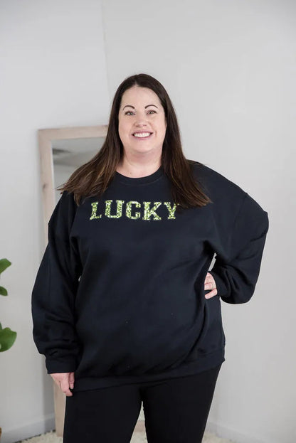 Lucky Faux Sequins Crewneck