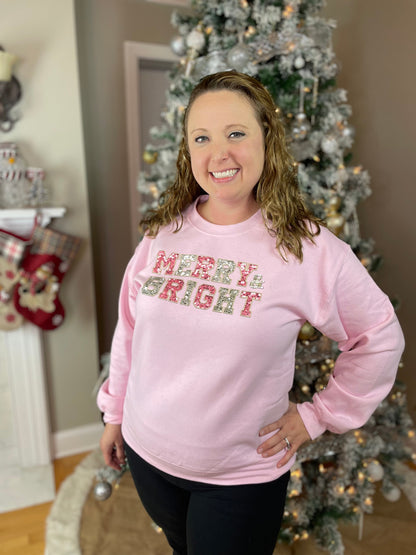 Merry & Bright Faux Sequins Crewneck