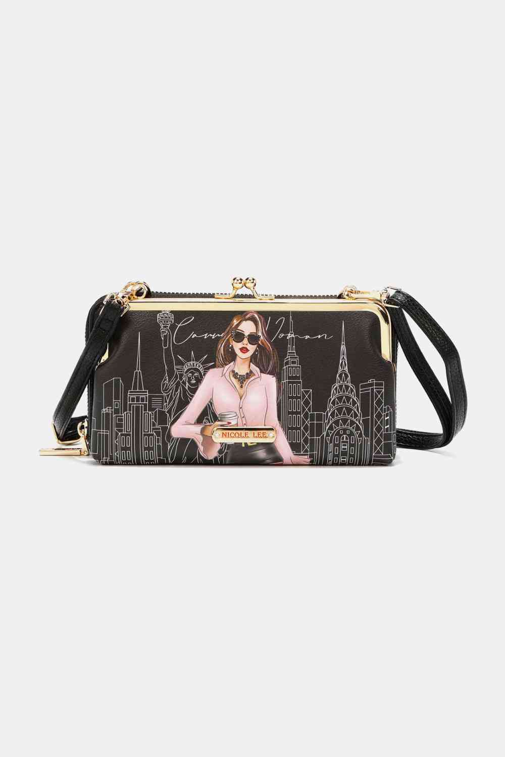 Nicole Lee USA Signature Kiss Lock Crossbody Wallet