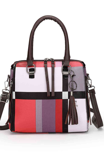 4-Piece Color Block PU Leather Bag Set