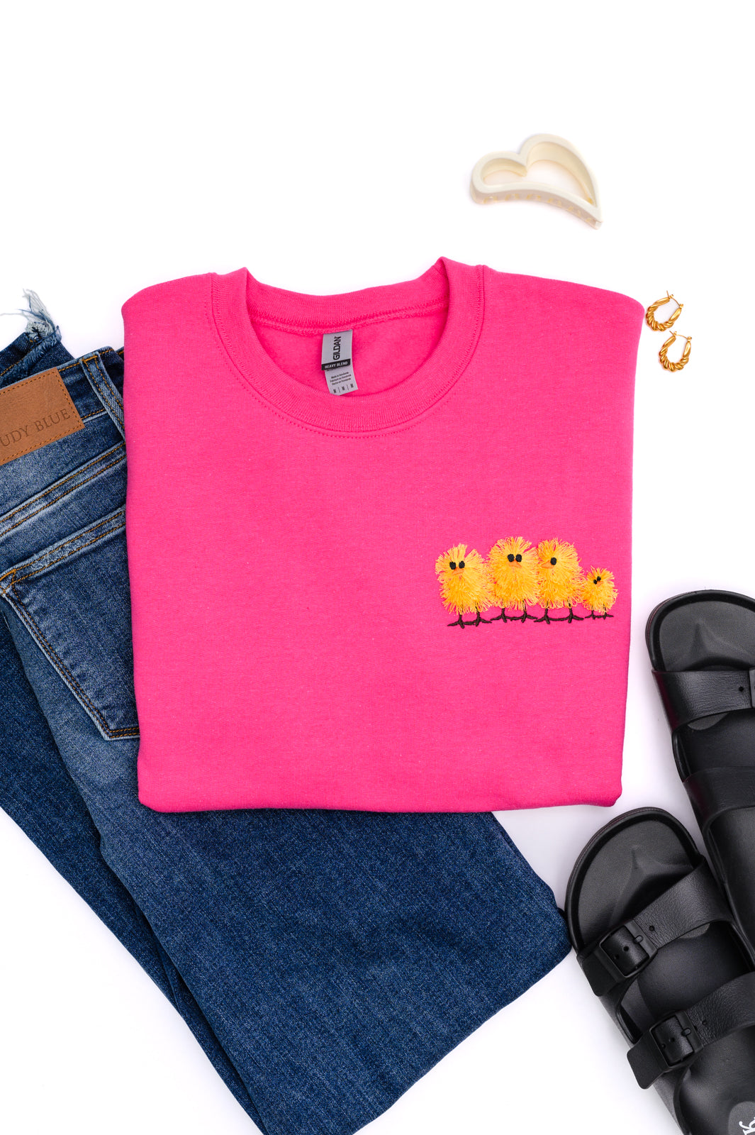 PREORDER: Embroidered Fringe Chicks Sweatshirt in Pink