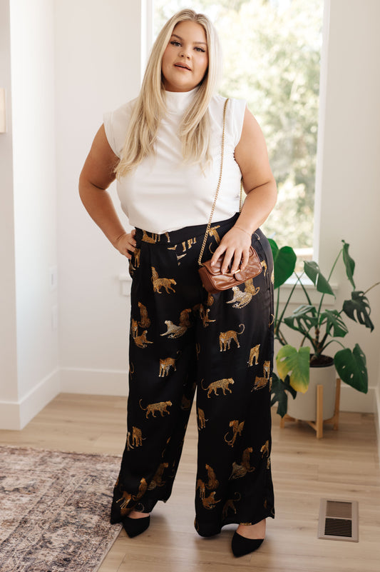 Legendary in Leopard Satin Wide Leg Pants