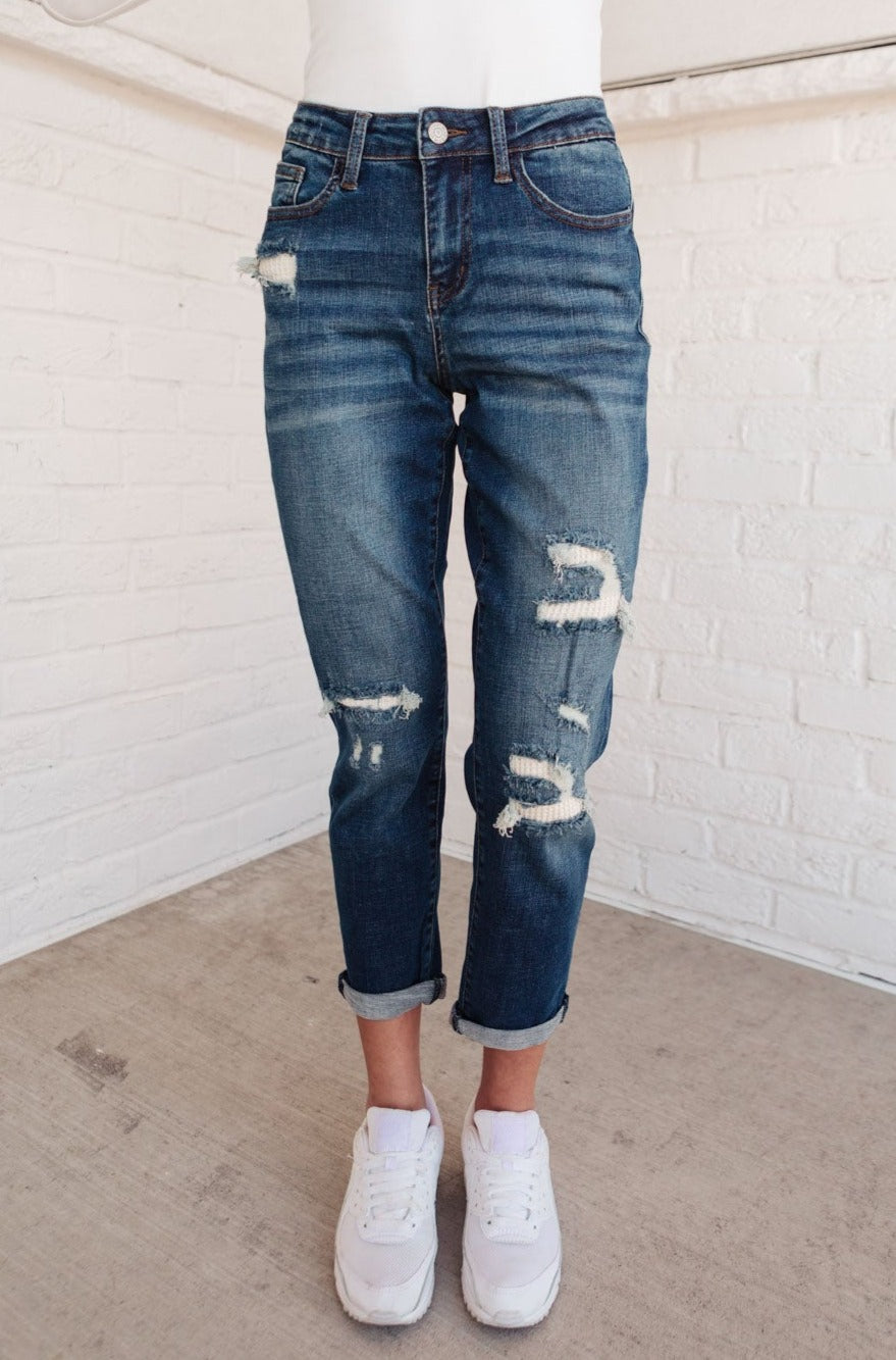 Mid-Rise Thermal Boyfriend Jeans