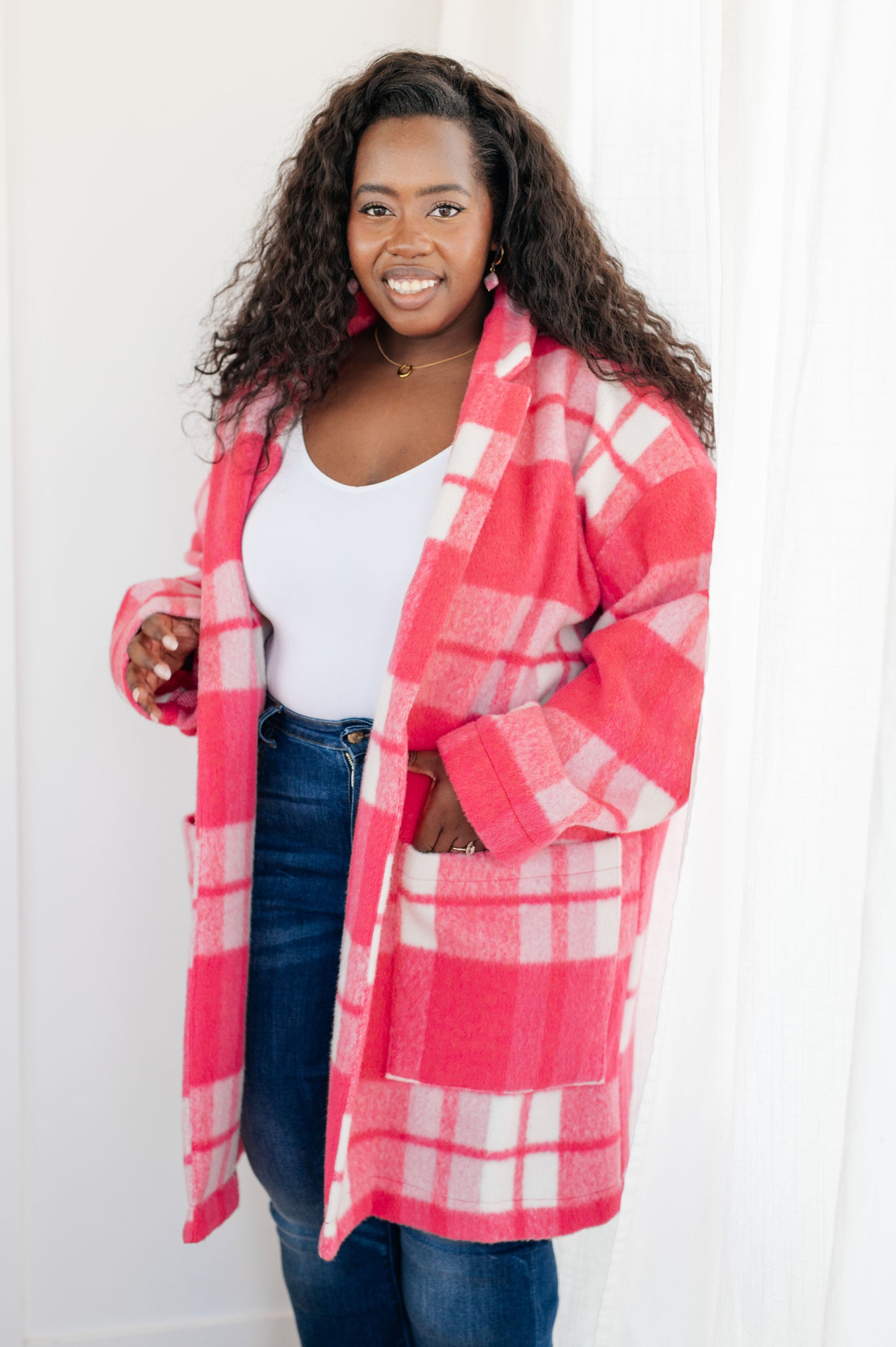 Passion in Plaid Coat in Pink