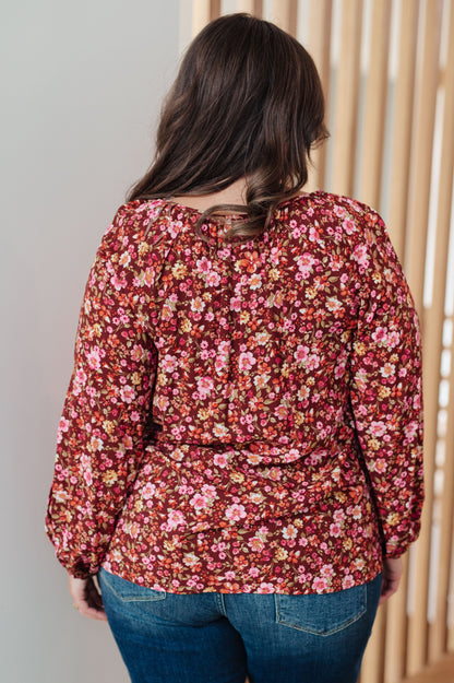 Sunday Brunch Blouse in Rust Floral